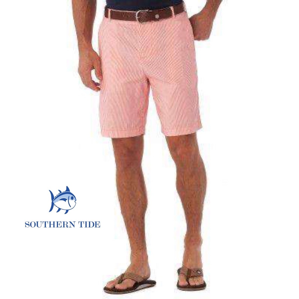 Southern Tide Flat Front Corded Seersucker Shorts